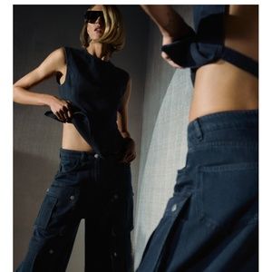 NWT Zara Tied Denim Top